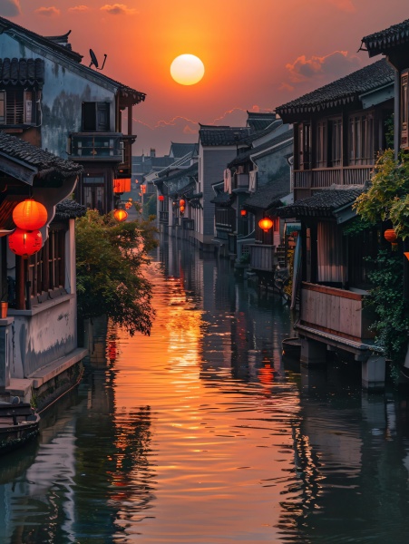 乌镇朝阳摄影