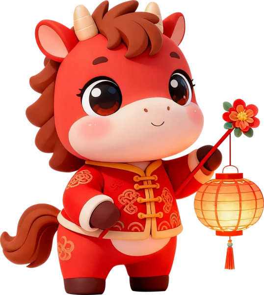 马年新年可爱卡通图案设计素材免扣PNG